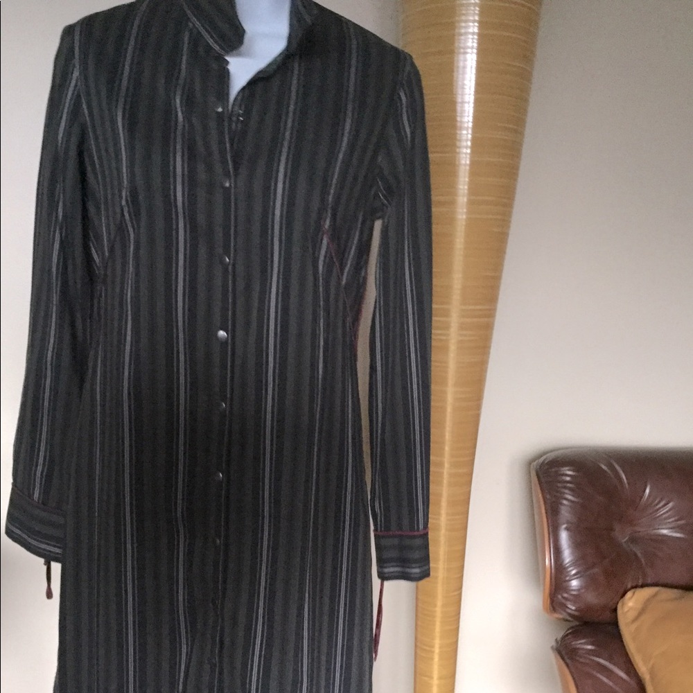 COP. COPINE PORTUGAL SHIRT DRESS COAT STRIPE BL GR